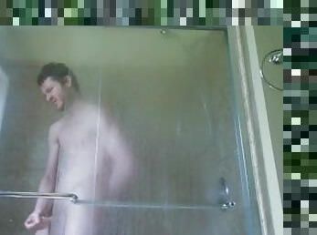 Hunk in Sexy Undies and Sweats Showers and Cums!