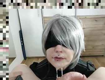 2B Cosplayer gets fucked hard and facial twice by 9S Cosplayer