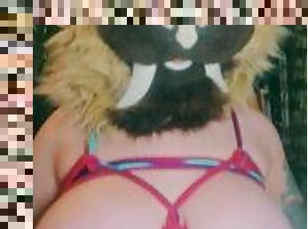 BBW Furry Girl teasing with HUGE Boobs in shibari