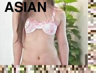 asiatique, cul, masturbation, amateur, babes, énorme-bite, solo, bikini, bite