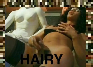 Hairy man fucks tranny while she sucks another cock