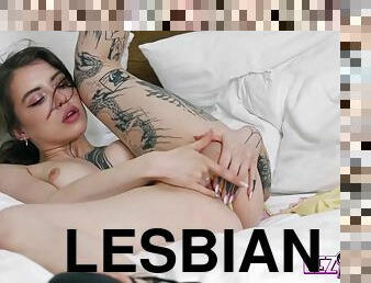 Tattooed Lesbian Gets Off With Her Toy - Eden Ivy And Tabitha Poison