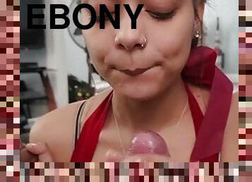 Ebony teen deepthroats and sucks a BBC. Found her on hookmet. com