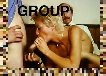 orgie, secrétaire, vintage, sexe-de-groupe