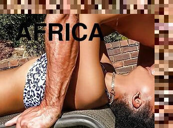 African Casting - Sexy Bikini Model Gets The Job Done Deep Gagging