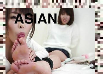 asiatique, lesbienne, japonais, pieds, fétiche