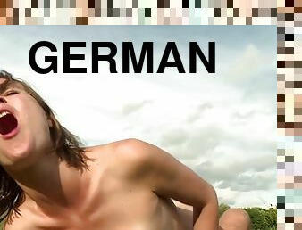 German skinny slut outdoor porn video