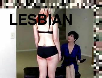 Hot lesbian gets her butt blistered by girlfriend