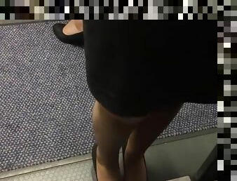 Flight attendent legs at a Boeing