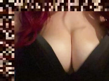 gros-nichons, énorme, amateur, rousse, point-de-vue, horny, naturel, seins, fétiche, solo