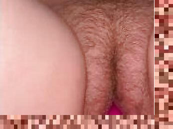 haarig, muschi, creampie, beule, dildo, allein, nass