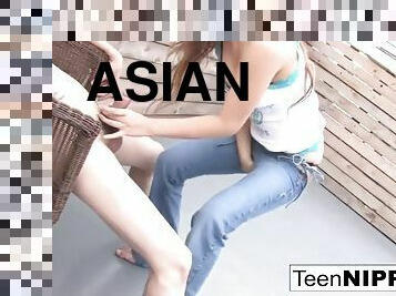 Asian teen remote vibrator and bj
