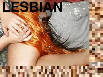 orgasme, amateur, lesbienne, hardcore, rousse, petite-amie, bout-a-bout