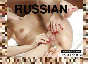 Russian milf fondling herself