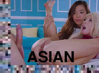 asiatique, anal, ébène, interracial, hardcore, maison, pornstar, trio