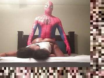 Black spiderman fucks bigbooty ebony bitch in sextape