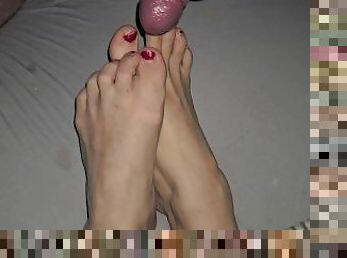 énorme, femme, amateur, ejaculation-sur-le-corps, énorme-bite, milf, maison, maman, couple, pieds