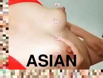 asiatique, gros-nichons, public, amateur, milf, maman, doigtage, seins, parfait, fétiche