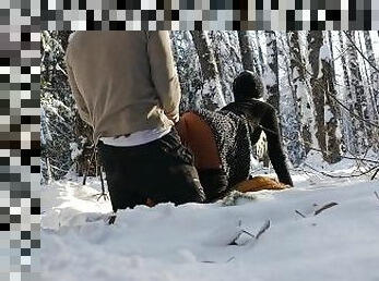 RAW DOGGY STYLE IN A WINTER FOREST