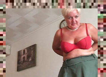 Chubby granny with saggy big tits and plump ass