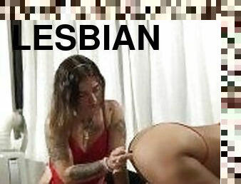 Real lesbian couple fucking hard with dildo