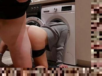 Fucking stepsisters Ass while she’s stucking in the washing machine