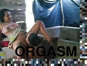 traseiros, teta-grande, orgasmo, lésbicas, mulher-madura, oral, morena, tatuagem