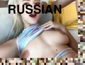 Russian Blonde In Socks Gently Sucks Boyfriends Dick