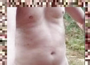 masturbation, nudiste, en-plein-air, public, amateur, webcam, solo, forêt, exhibitionniste, clignotant