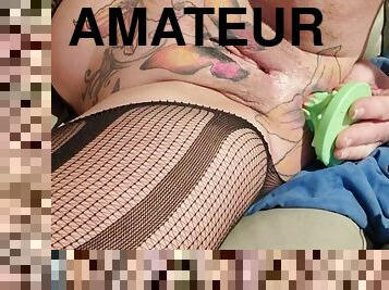 amateur, anal, milf, jouet, bas, solo, tatouage