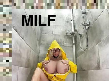 Biggest Futa Cumshot Ever! Huge S cup and raincoat ready for a disaster!