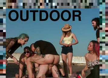 Euro babe sex orgy nailed outdoor