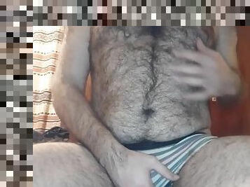 Bear in briefs finished. Cum. Masturbate.