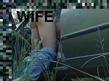 Dogging wife fuck with stranger, car fuck