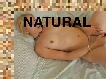 masturbation, ados, jouet, blonde, pute, naturel, serrée, gode, petite, solo