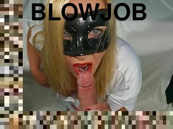 sykepleier, blowjob, deepthroat, svelging, pov, cum, blond, utrolig