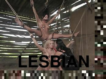 Naughty Babes In Lesbian Threesome Femdom Outdoors And Inside - Bondage, Domination