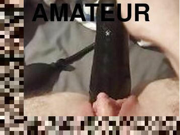 Teen transgender men masturbating with a big inflatable dildo solo