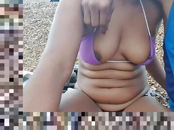 nippel, im-freien, öffentliche, muschi, ebenholz, latina, kam, strand, voyeur, fingerspiele