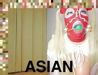 asien, masturbieren, dilettant, anal-sex, spielzeug, dildo, fetisch, latex, puppe, larve