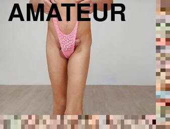 amateur, énorme-bite, culotte, lingerie, fétiche, solo, bite