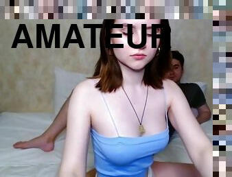 amateur, fellation, ados, couple, webcam, brunette