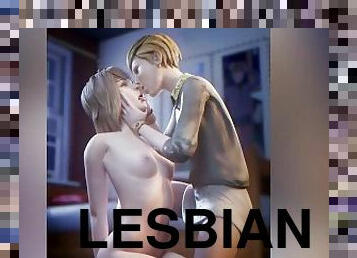 lesbo-lesbian, suuteleminen, blondi, anime, hentai, 3d, pikkuinen