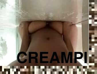 Fucking her raw and creampied