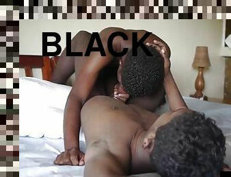 Sucking black twink gets fucked from behind in erotic action