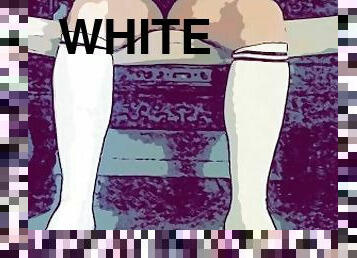 otrok, chodidlá, anime, fetišistické, sólo, biele