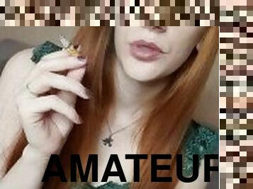 amateur, rousse, fétiche, solo, fumer