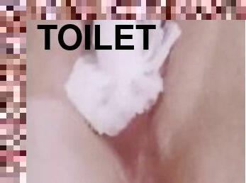 cul, masturbation, chatte-pussy, amateur, jouet, hardcore, belle-femme-ronde, toilette