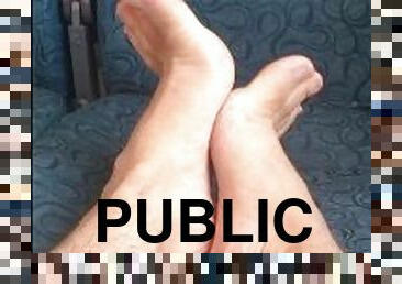 public, pieds, fétiche, solo, réalité