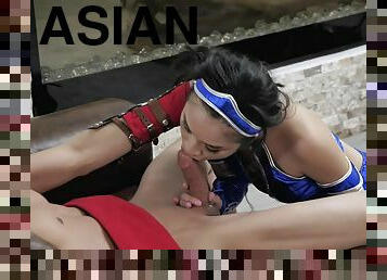 asiatique, gros-nichons, chatte-pussy, maigre, ejaculation-sur-le-corps, énorme-bite, branlette, fellation-profonde, bas, sur-le-visage